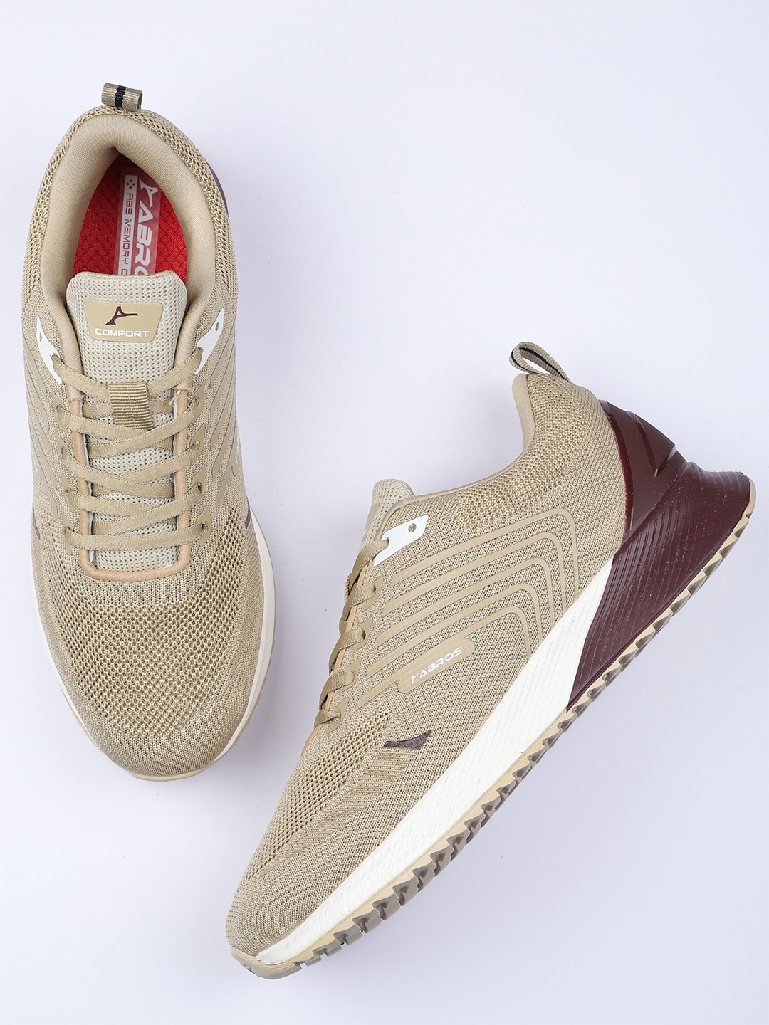

ABROS Men NAPOLEON-N Textured Lace Up Running Shoes, Beige