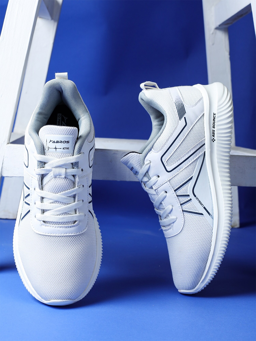 

ABROS Men SMITH Textured Lace Up Running Shoes, White
