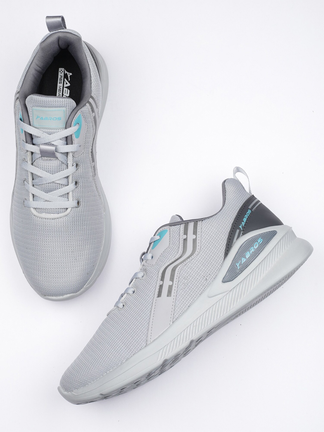 

ABROS Men Textured Lace Up Running Shoes, Grey