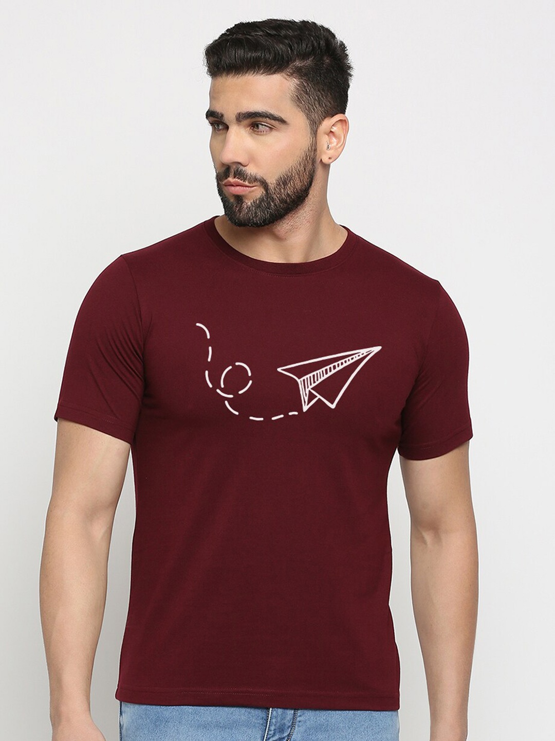 

MOD ECRU Unisex Graphic Printed Regular Fit Cotton T-shirt, Maroon