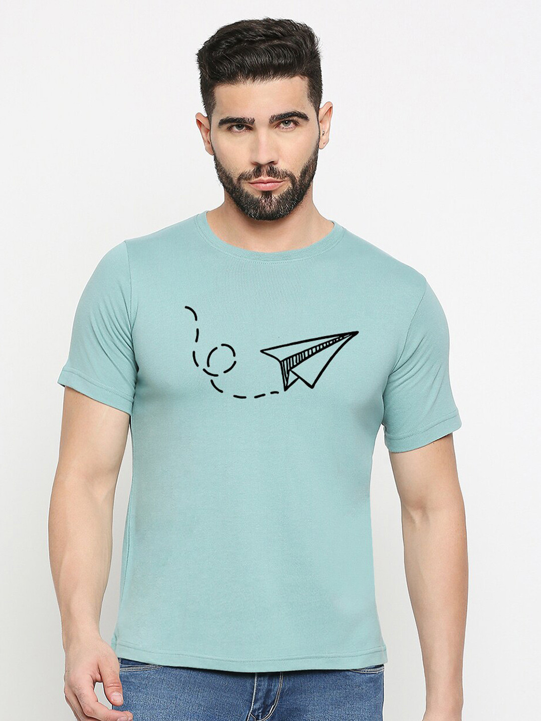 

MOD ECRU Unisex Graphic Printed Regular Fit Cotton T-shirt, Green