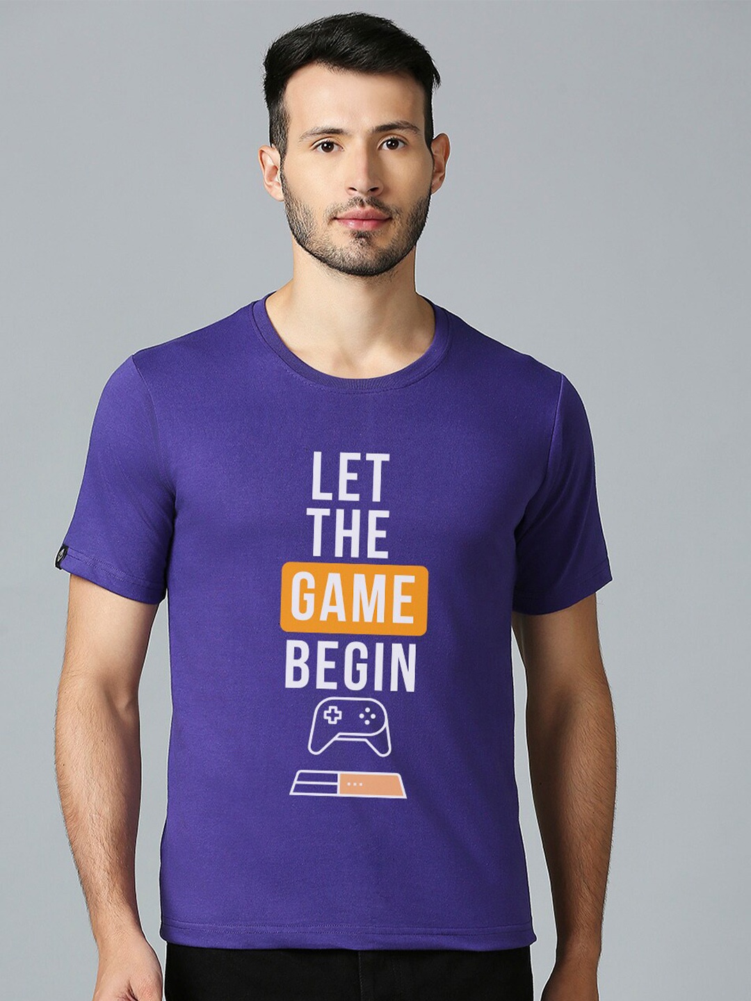 

MOD ECRU Unisex Typography Printed Regular Fit Cotton T-shirt, Purple