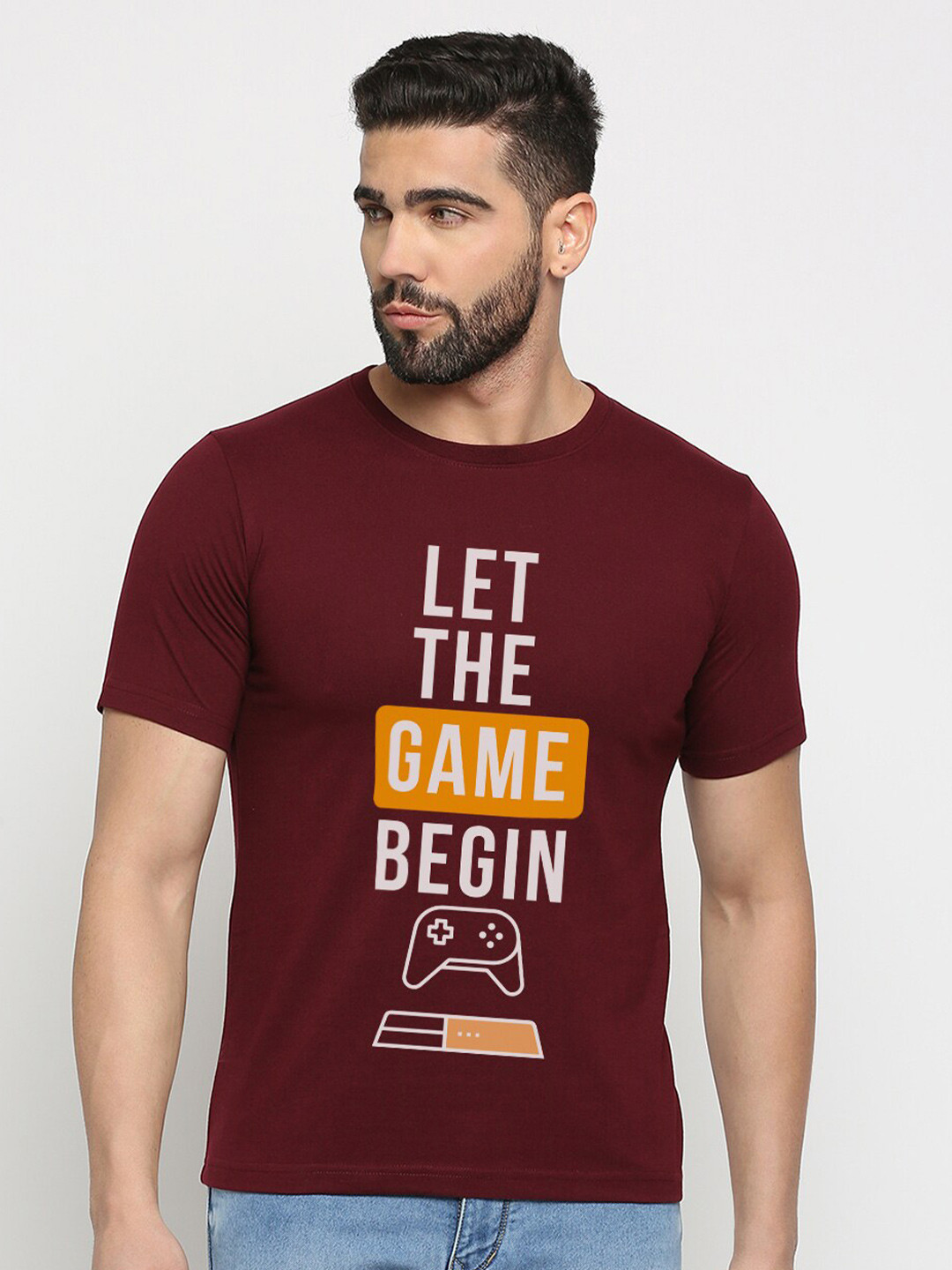 

MOD ECRU Unisex Typography Printed Regular Fit Cotton T-shirt, Maroon