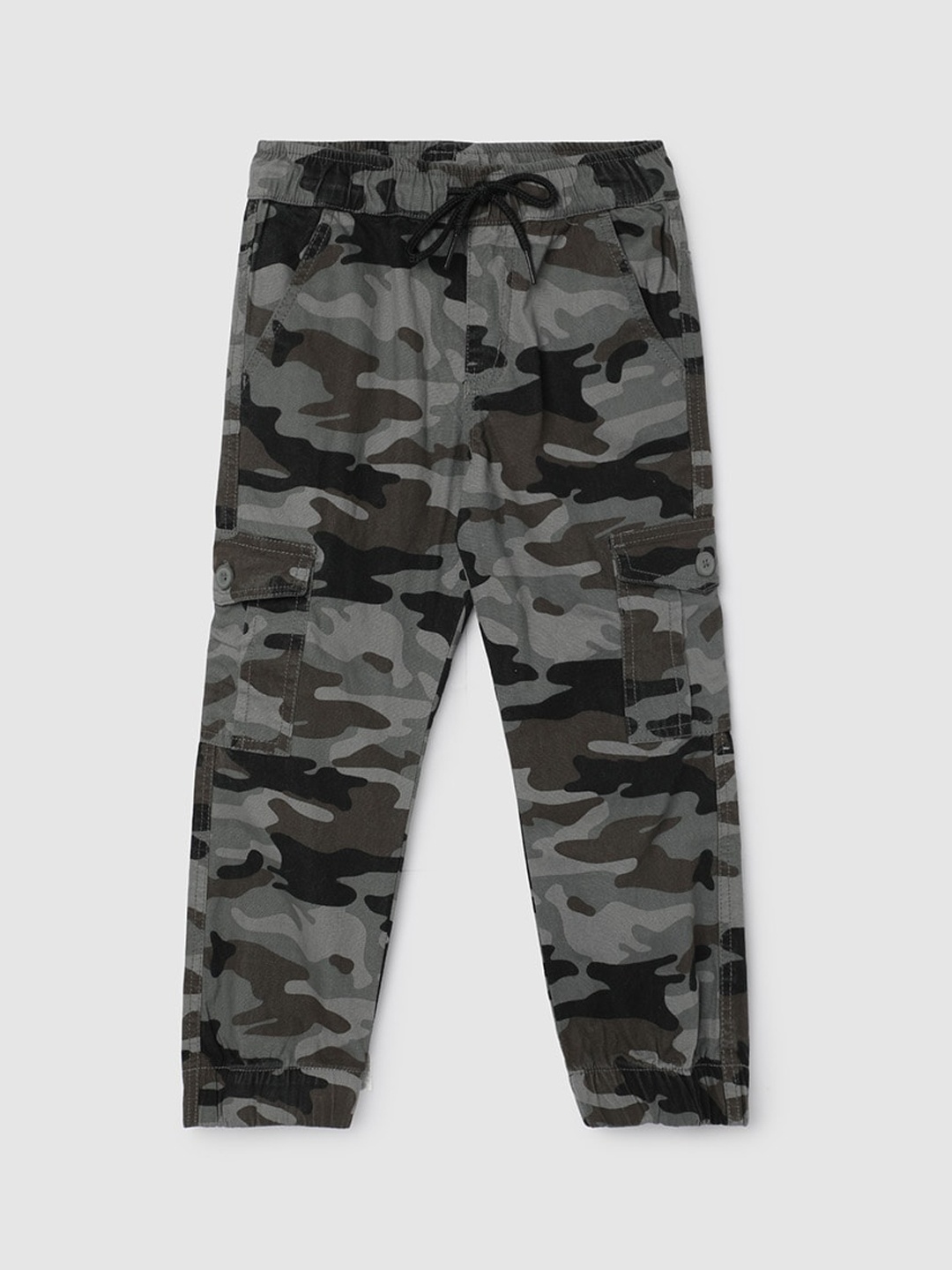 

max Boys Camouflage Printed Pure Cotton Cargos, Grey