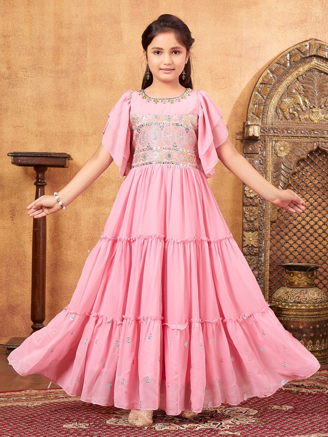 

Aarika Girls Embellished Maxi Dress, Pink