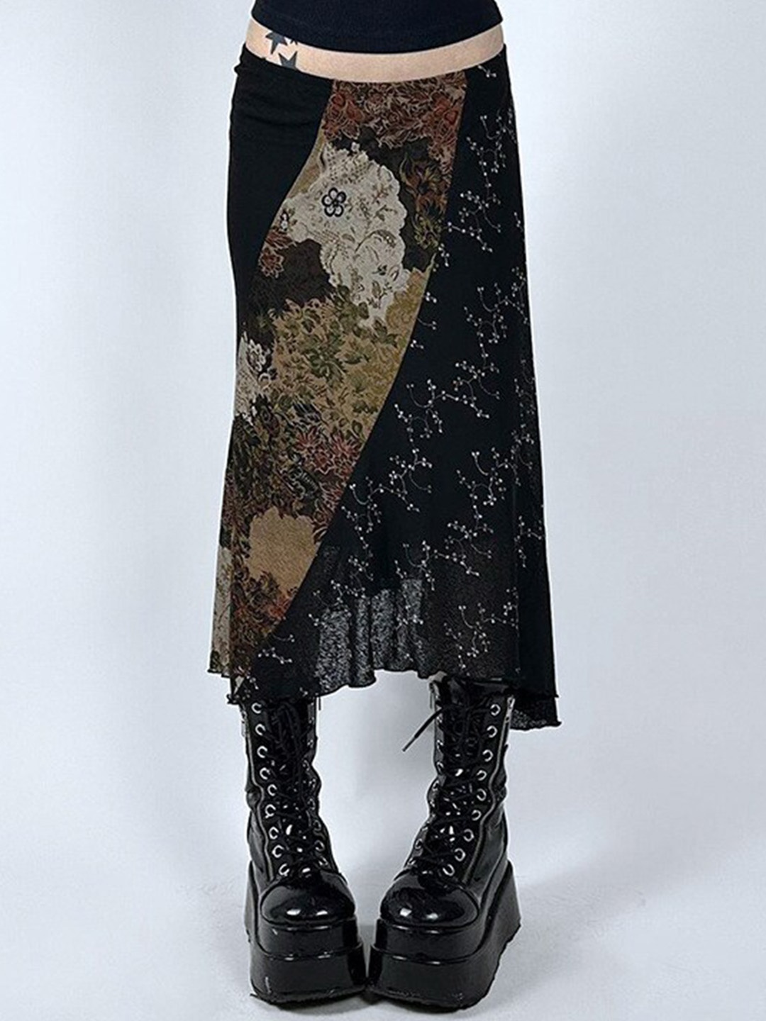 

StyleCast Printed Peplum Midi Skirt, Black