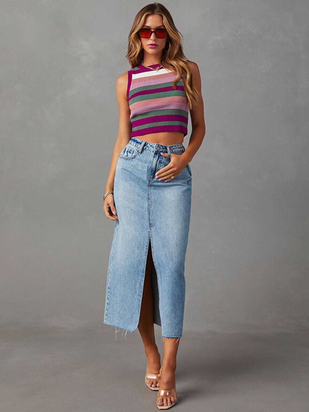 

StyleCast Straight Midi Skirts, Blue