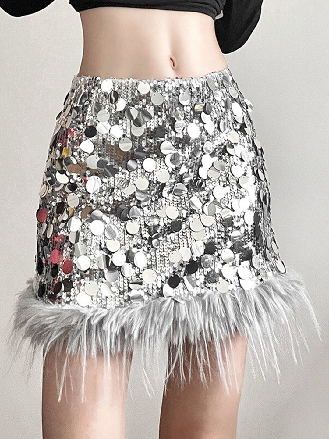

StyleCast Silver Toned Embellished Peplum Skirt