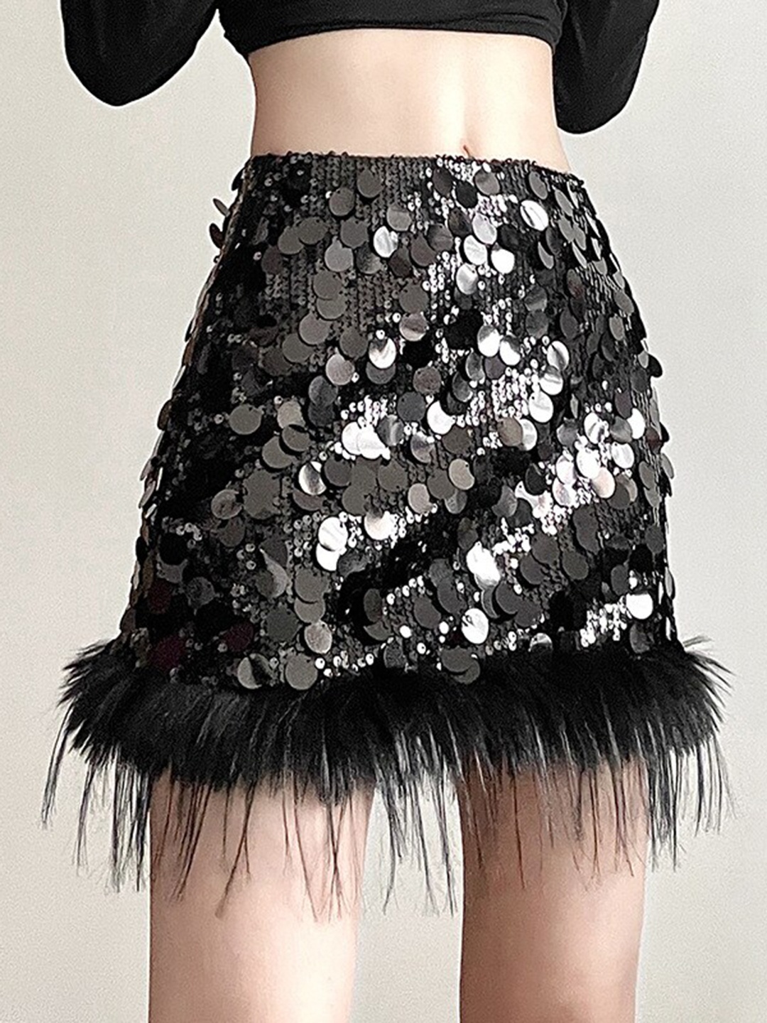 

StyleCast Black Embellished Peplum Skirt
