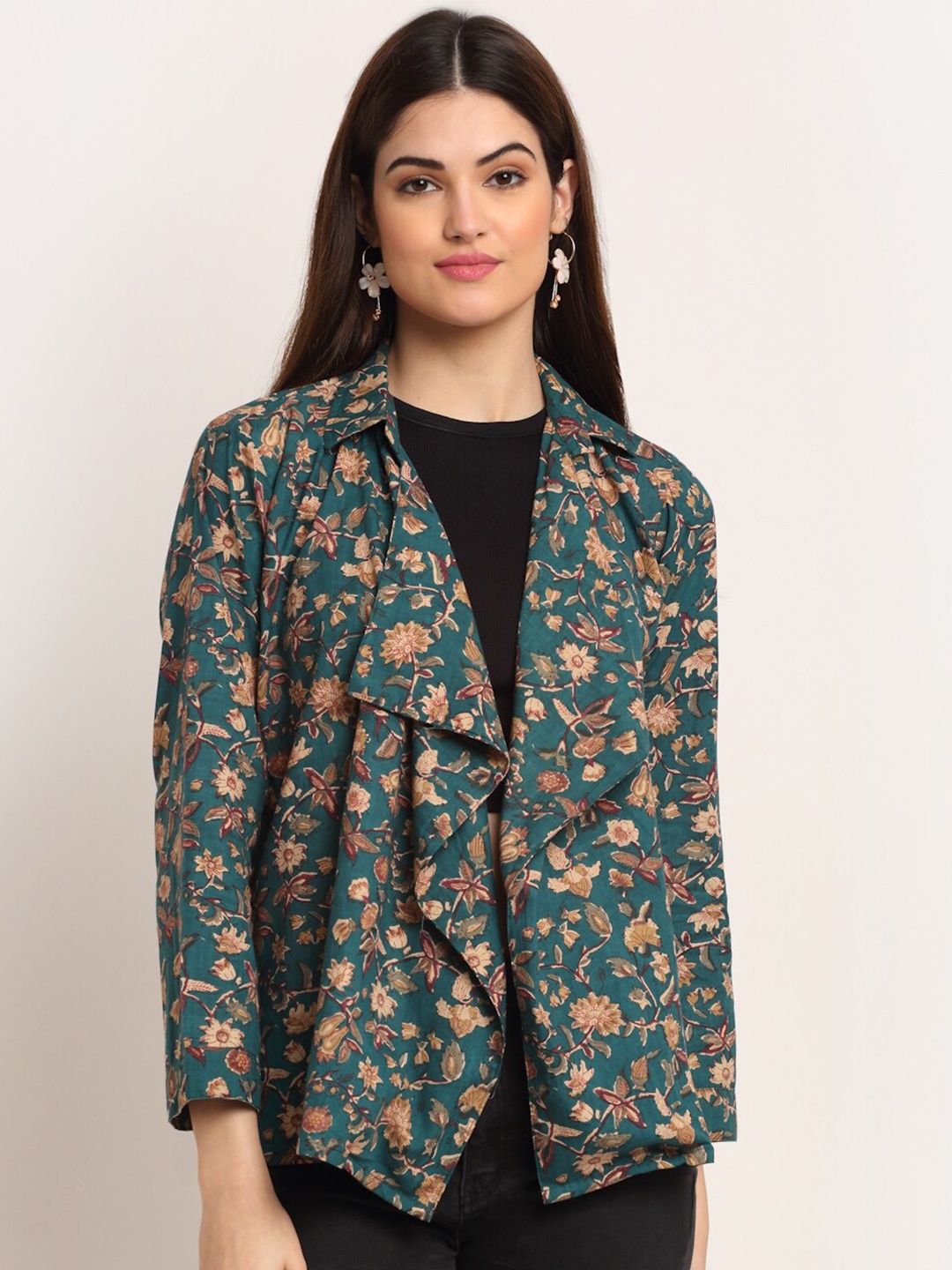 

BAESD Floral Printed Shrug, Green