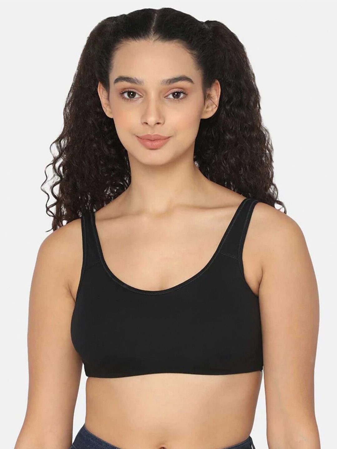 

intimacy LINGERIE Full Coverage Training or Gym Cotton Workout Bra With All Day Comfort, Black