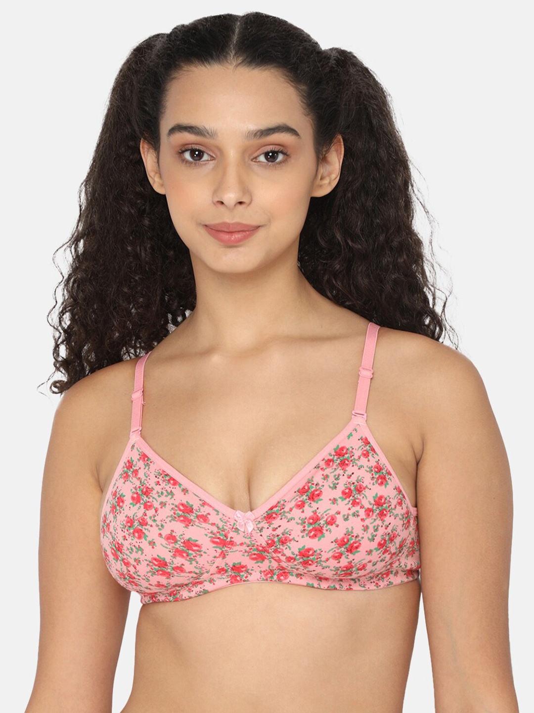 

intimacy LINGERIE Floral Printed Full Coverage Everyday Cotton Bra With All Day Comfort, Pink