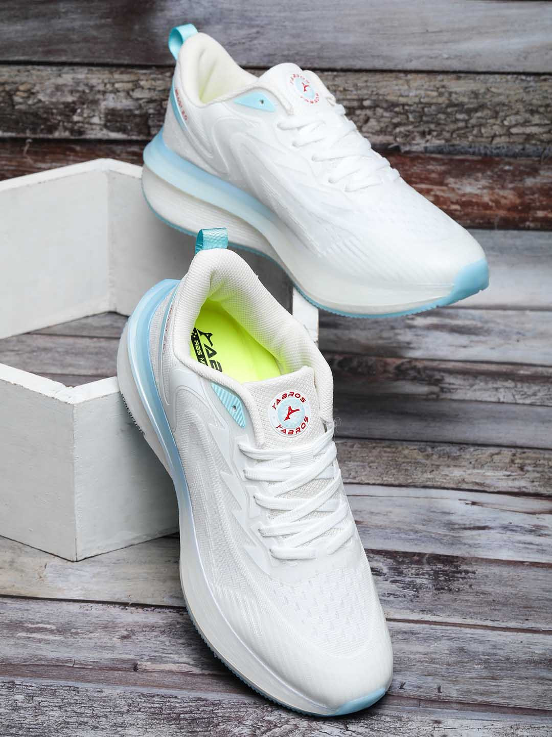 

ABROS Men Lace-Up Air Running Shoes, Off white