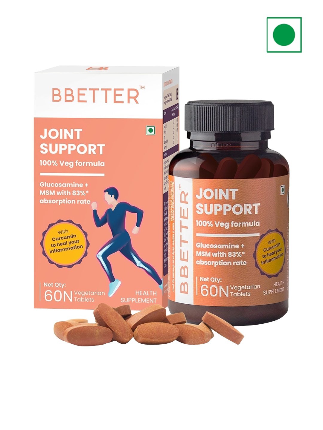 

BBETTER Joint Support Tablets - 60 Tablets, Brown