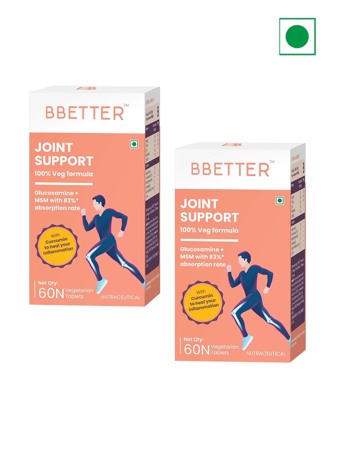 

BBETTER 2-Pcs Joint Support Tablets - 60 Tablets Each, Brown