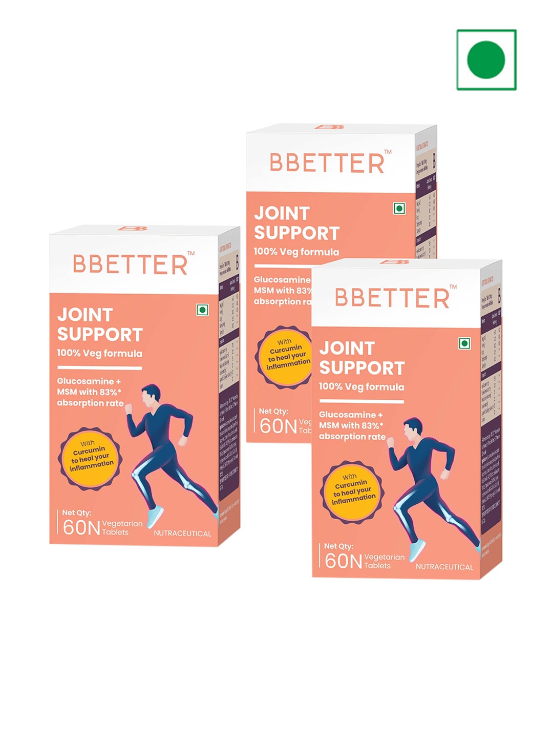 

BBETTER 3-Pcs Joint Support Tablets - 60 Tablets Each, Brown