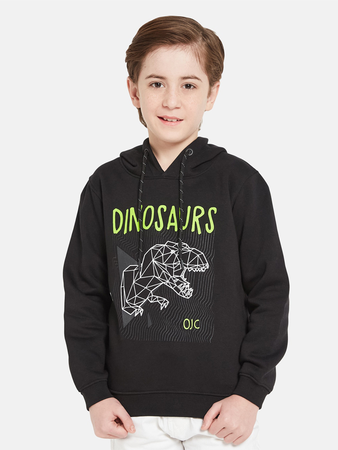 

Octave Boys Graphic Printed Hooded Fleece Pullover Sweatshirt, Black