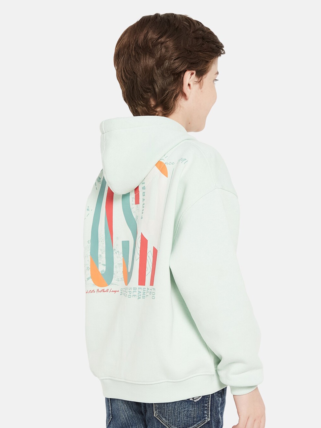 

Octave Boys Typography Printed Hooded Fleece Pullover Sweatshirt, Green