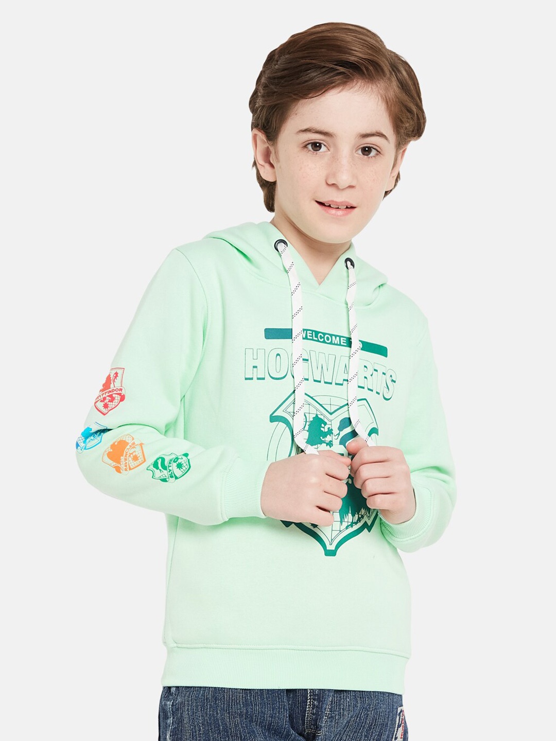 

Octave Boys Graphic Printed Hooded Fleece Pullover Sweatshirt, Green