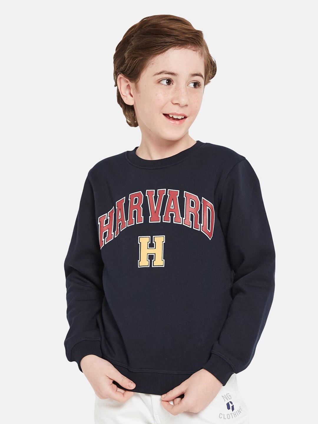 

Octave Boys Typography Printed Fleece Pullover Sweatshirt, Navy blue