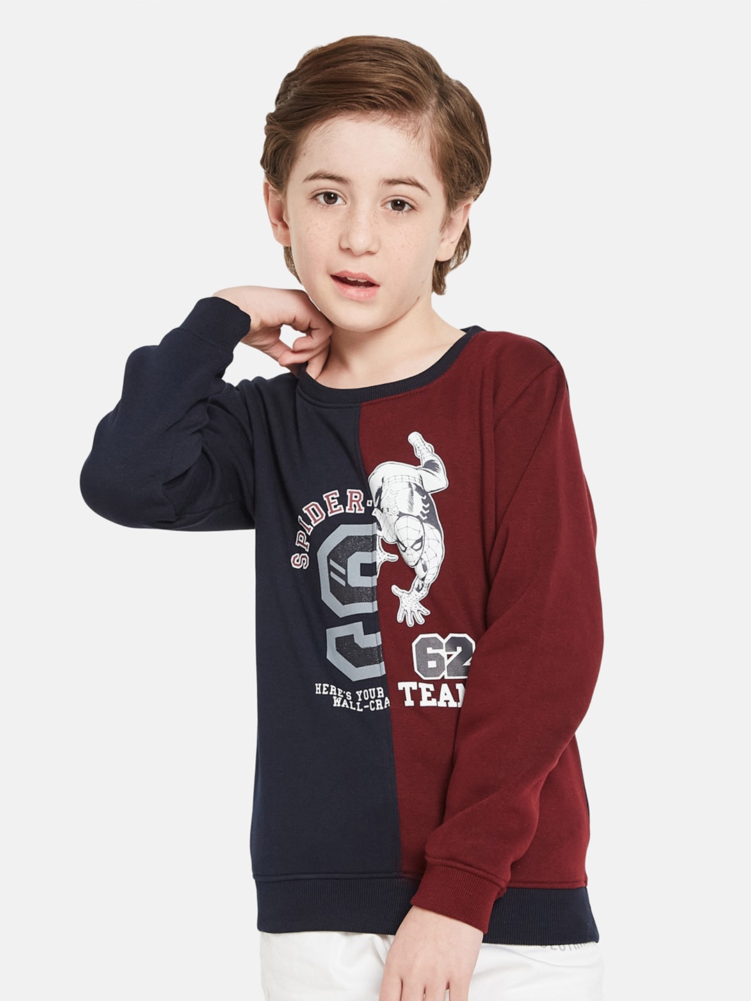

Octave Boys Spiderman Printed Fleece Pullover Sweatshirt, Maroon