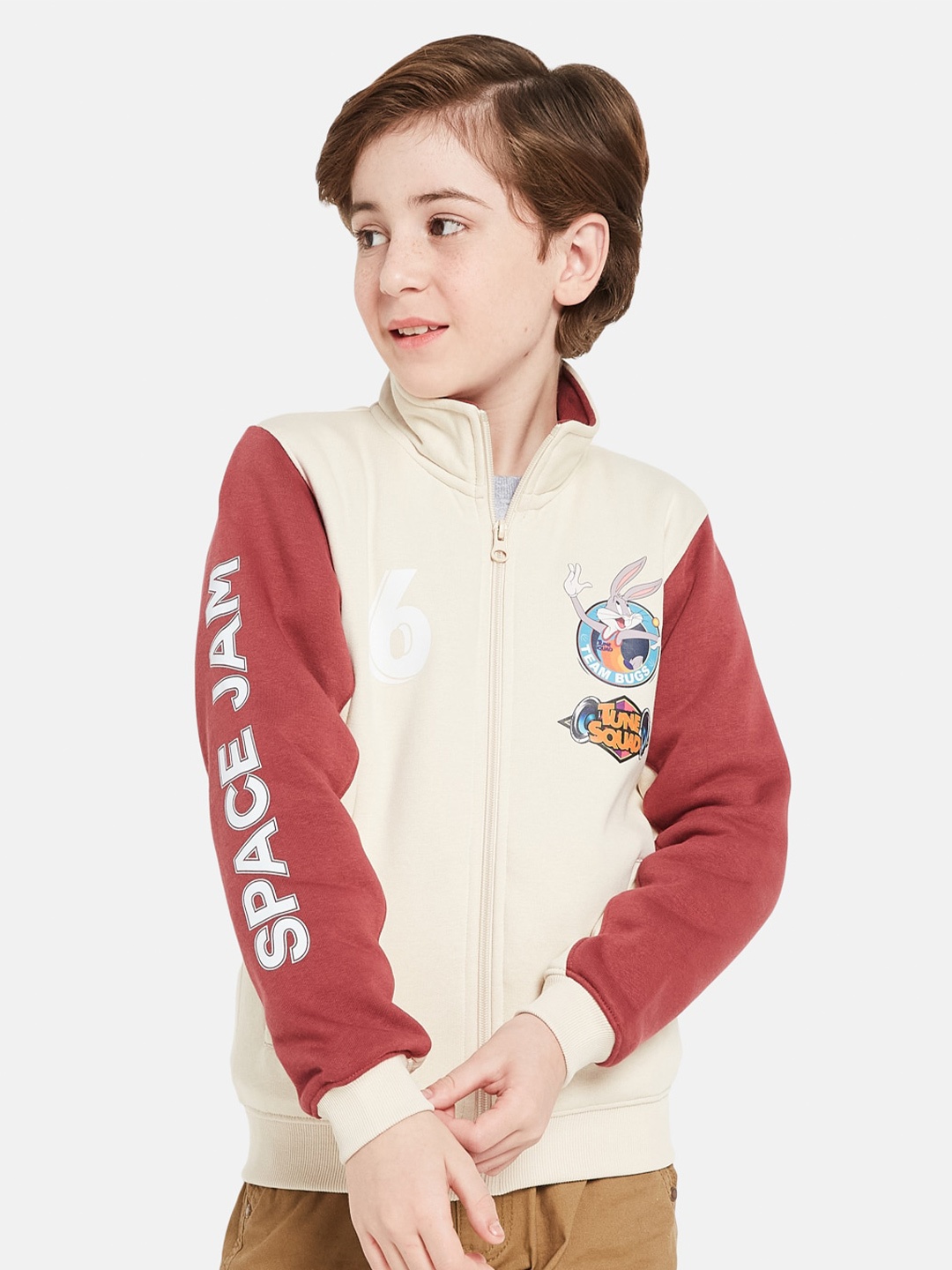 

Octave Boys Looney Tunes Printed Mock Collar Fleece Sweatshirt, Cream
