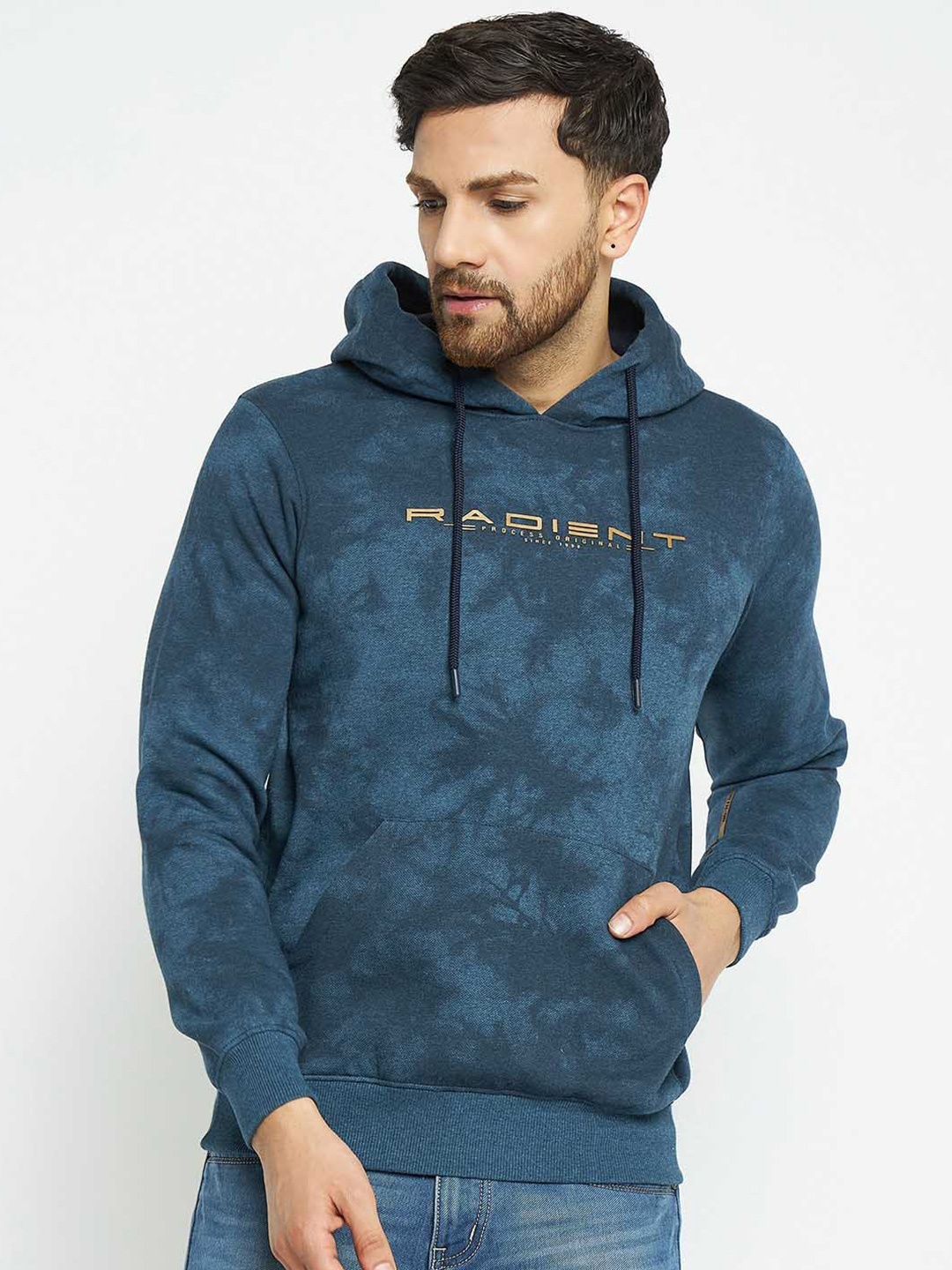 

98 Degree North Abstract Printed Hooded Fleece Sweatshirt, Teal