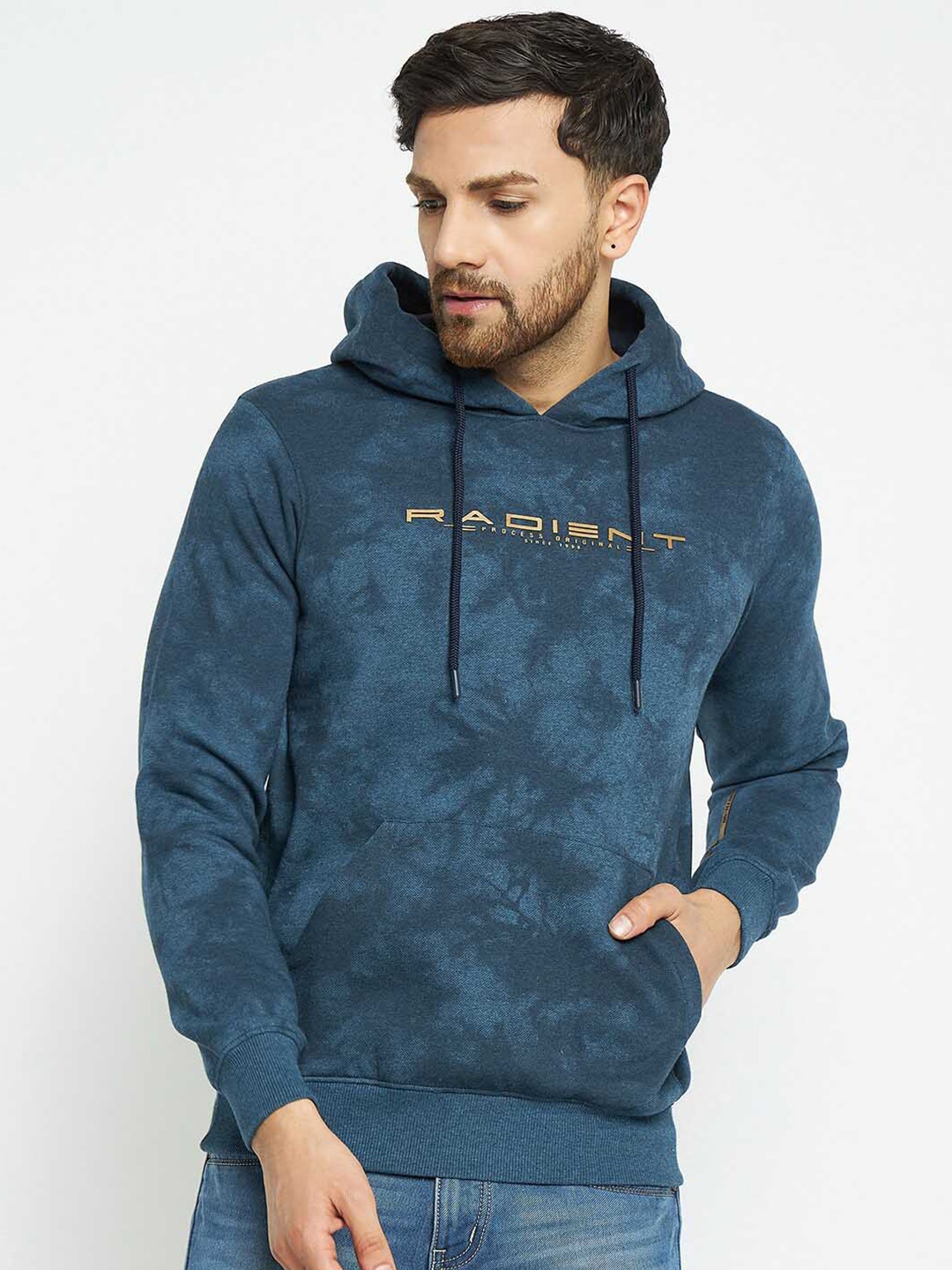 

98 Degree North Abstract Printed Hooded Fleece Sweatshirt, Teal