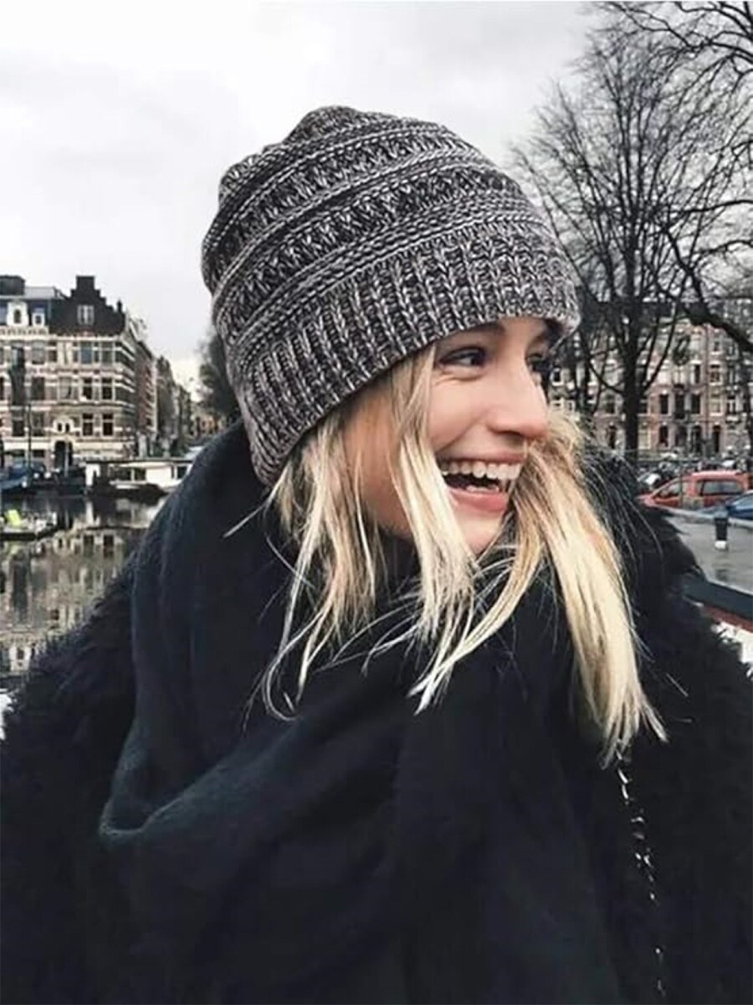 

EL REGALO Women Self Design Woollen Beanie Cap, Grey