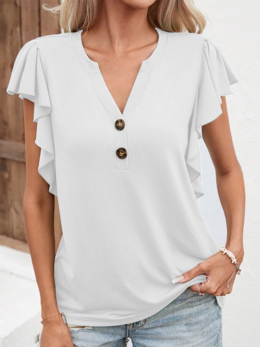 

Stylecast X KPOP White V-Neck Regular Top