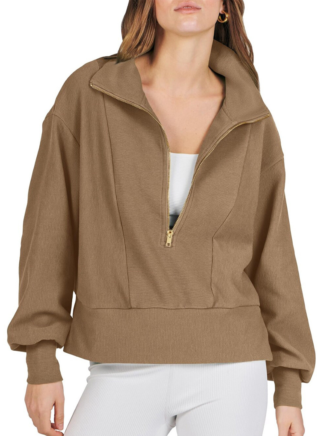 

Stylecast X KPOP Shirt Collar Pullover Sweatshirt, Brown