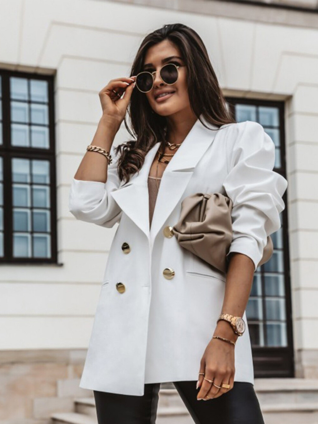 

Stylecast X KPOP Single-Breasted Notched Lapel Blazer, White