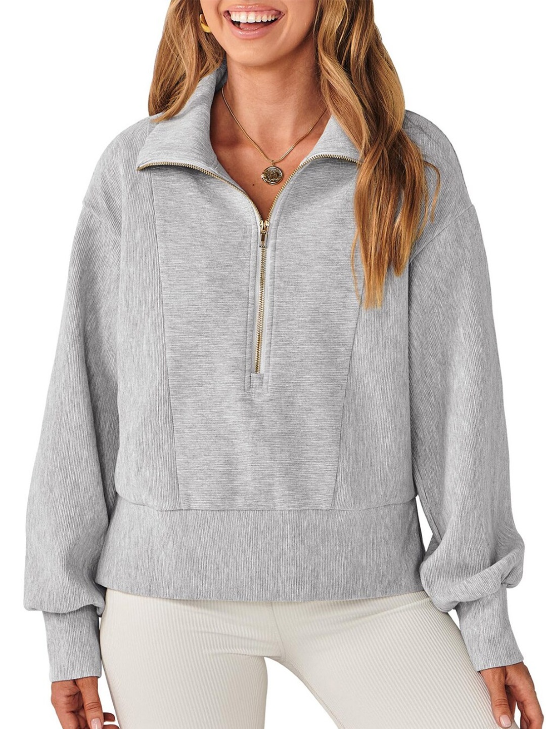 

Stylecast X KPOP Shirt Collar Pullover Sweatshirt, Grey