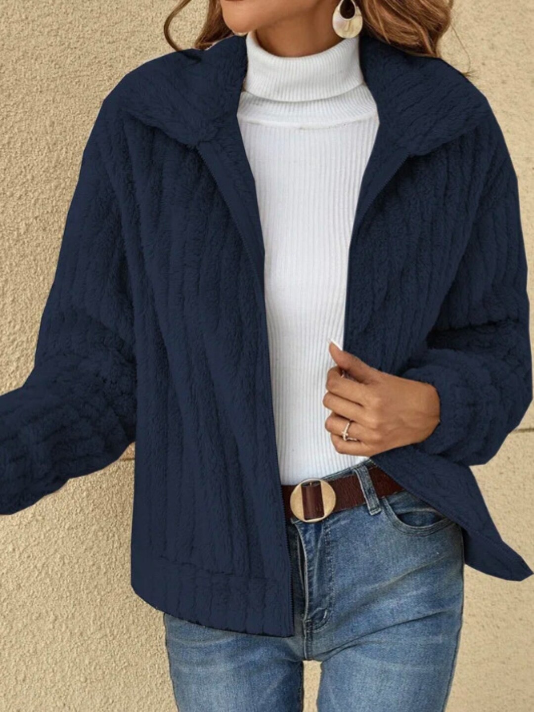 

Stylecast X KPOP Self Design Spread Collar Tailored Jacket, Navy blue