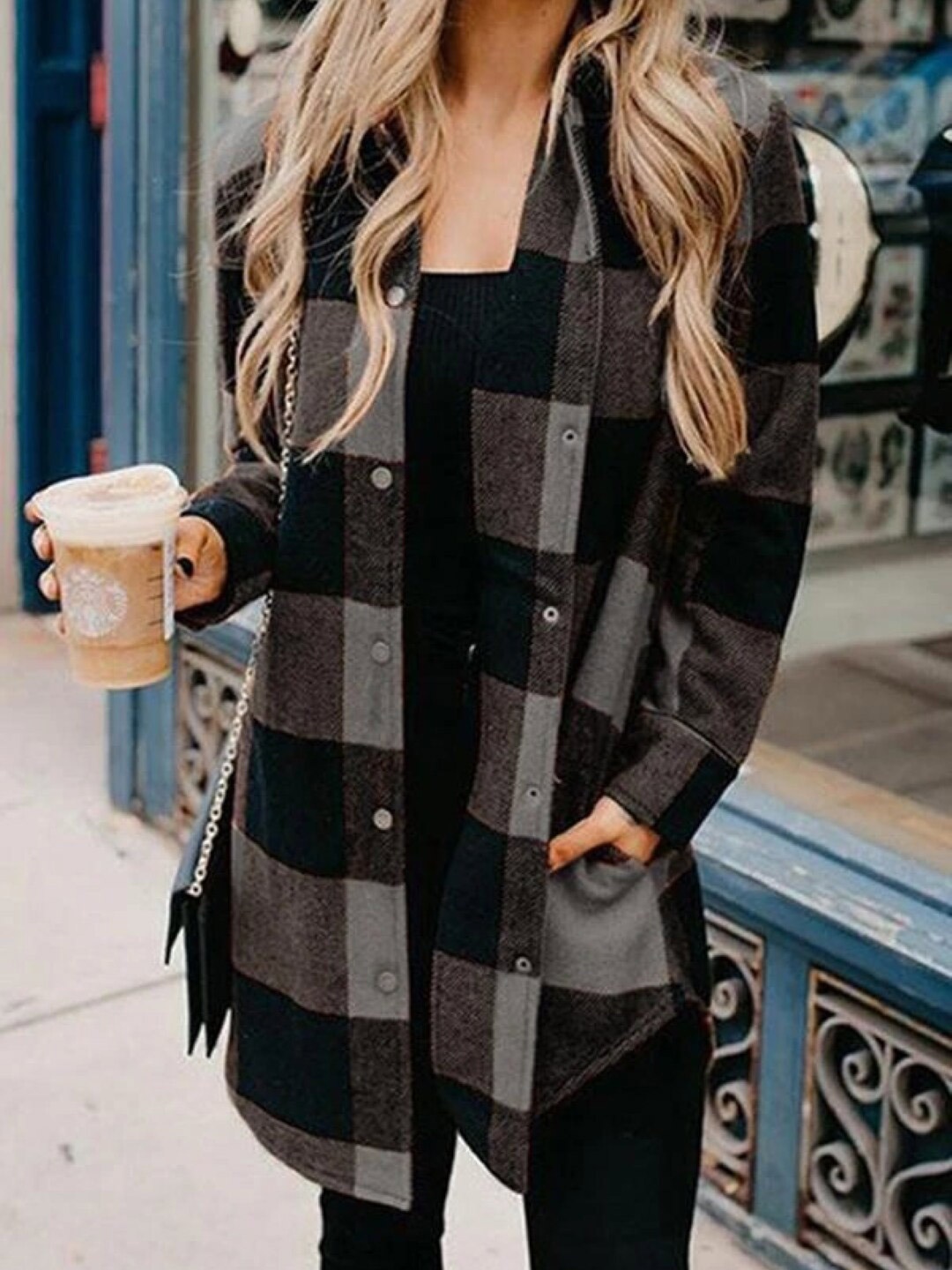 

Stylecast X KPOP Black Checked Shirt Styled Top