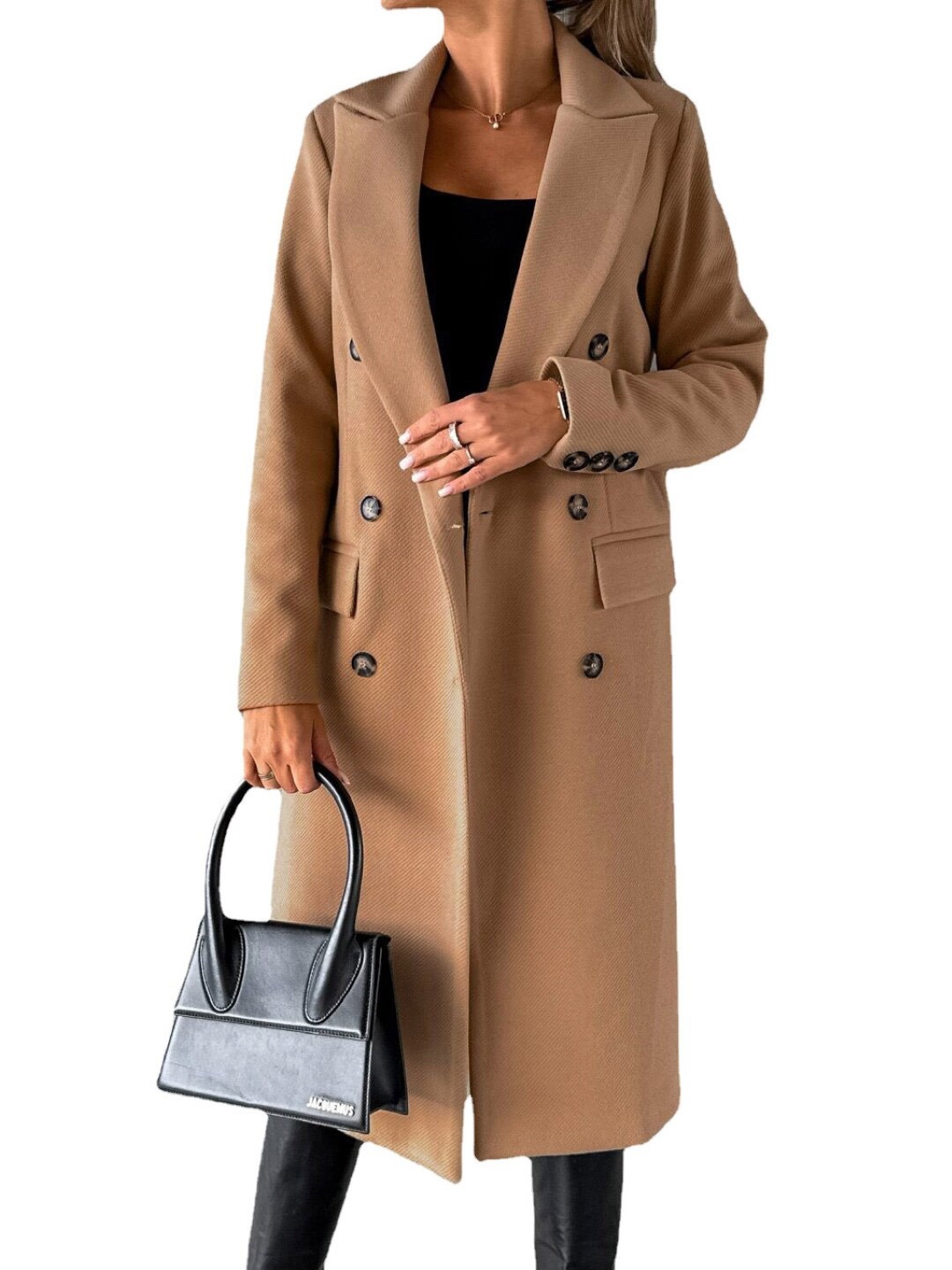 

Stylecast X KPOP Brown Notched Lapel Collar Knee Length Overcoat