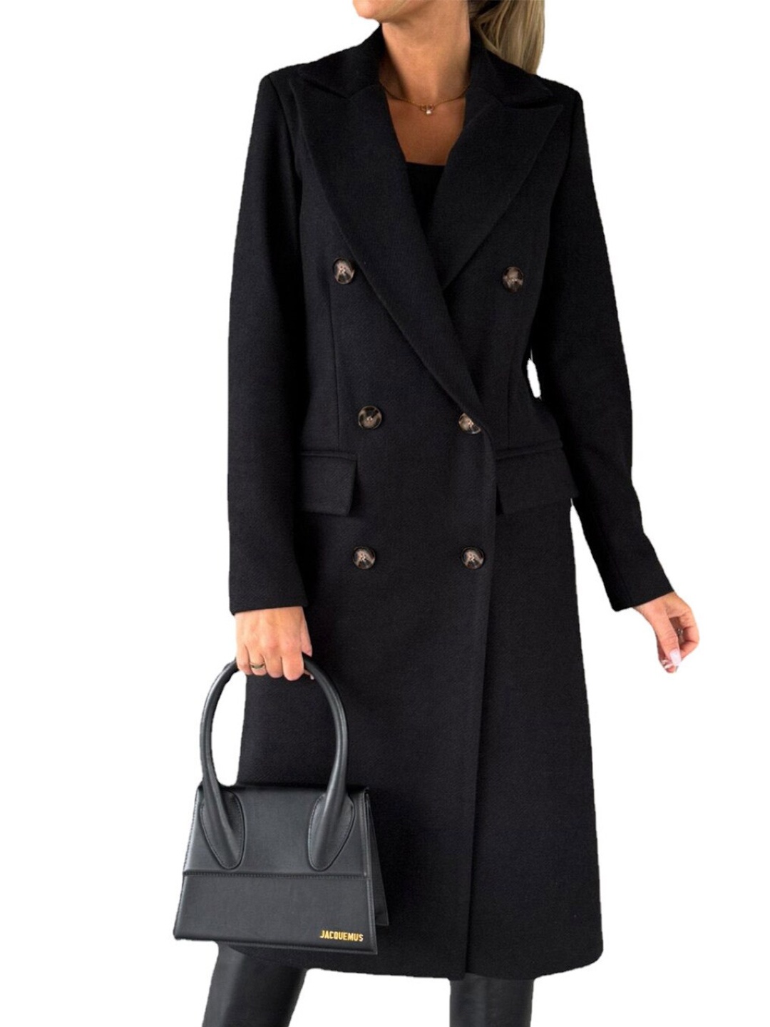 

Stylecast X KPOP Notched Lapel Longline Overcoat, Black