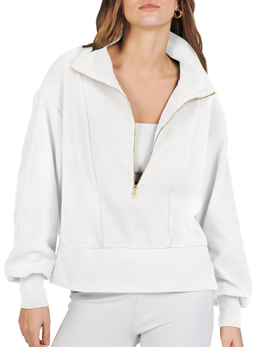 

Stylecast X KPOP Mock Collar Pullover Sweatshirt, Off white
