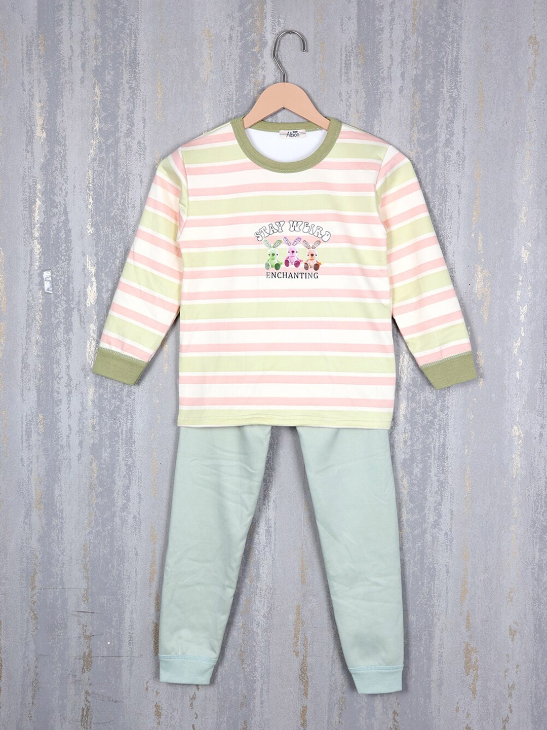 

Steele Girls Striped Pure-Cotton Tracksuit, Green