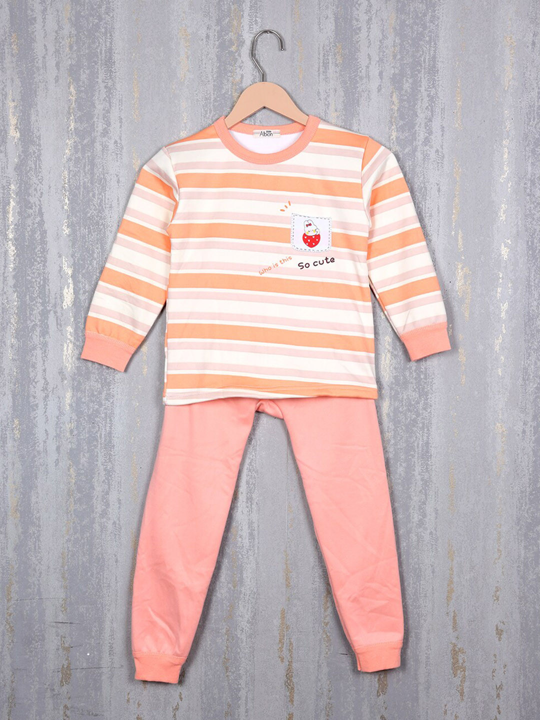 

Steele Girls Striped Long Sleeves Pure-Cotton Tracksuits, Orange