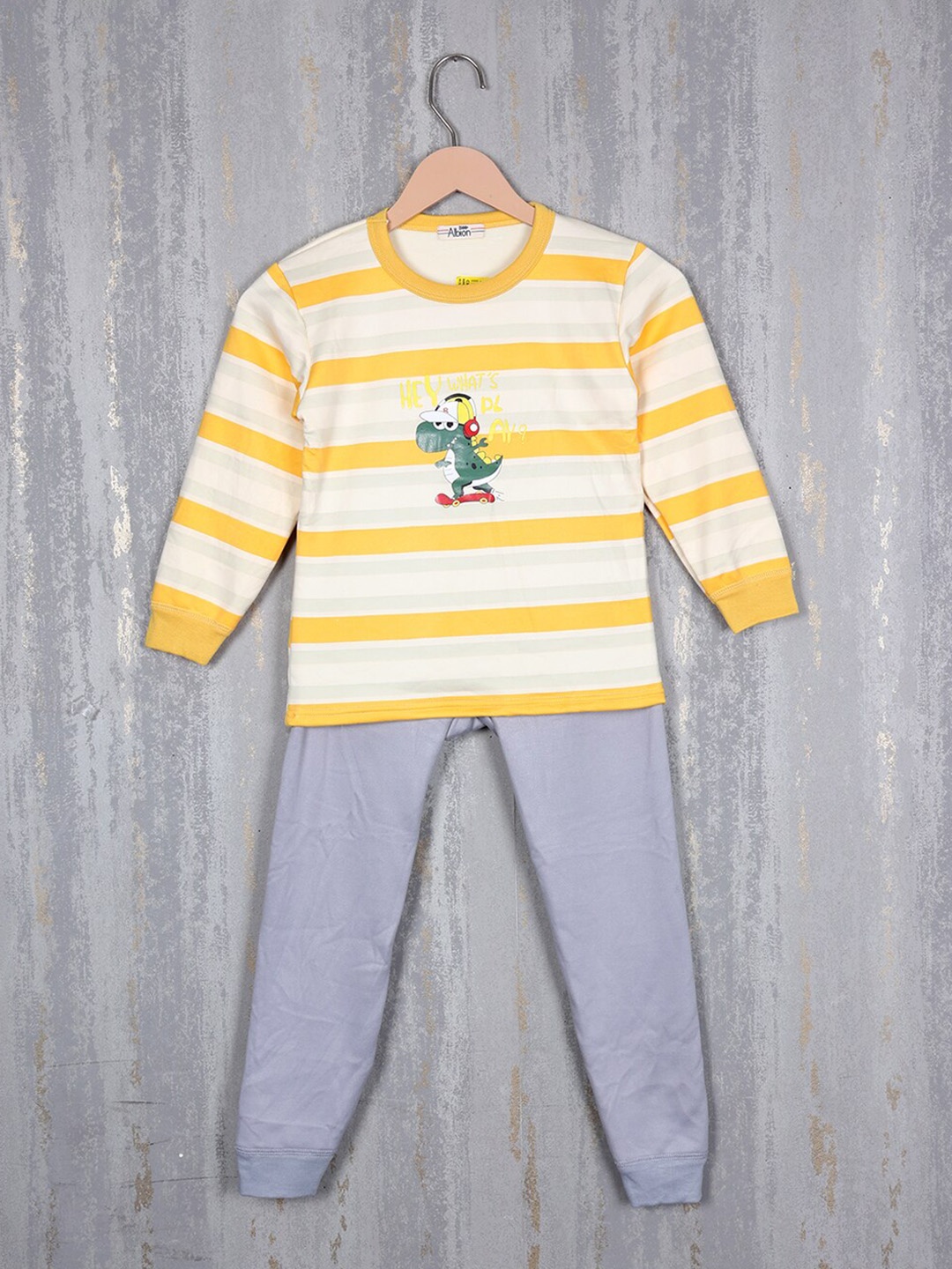 

Steele Boys Striped Pure Cotton Tracksuits, Yellow