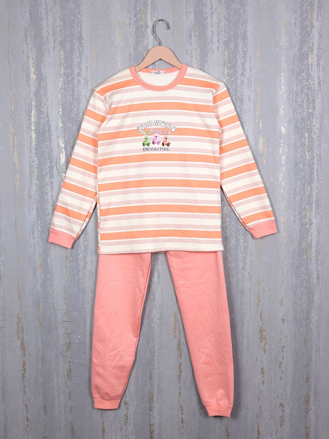 

Steele Girls Striped Pure Cotton Tracksuit, Peach