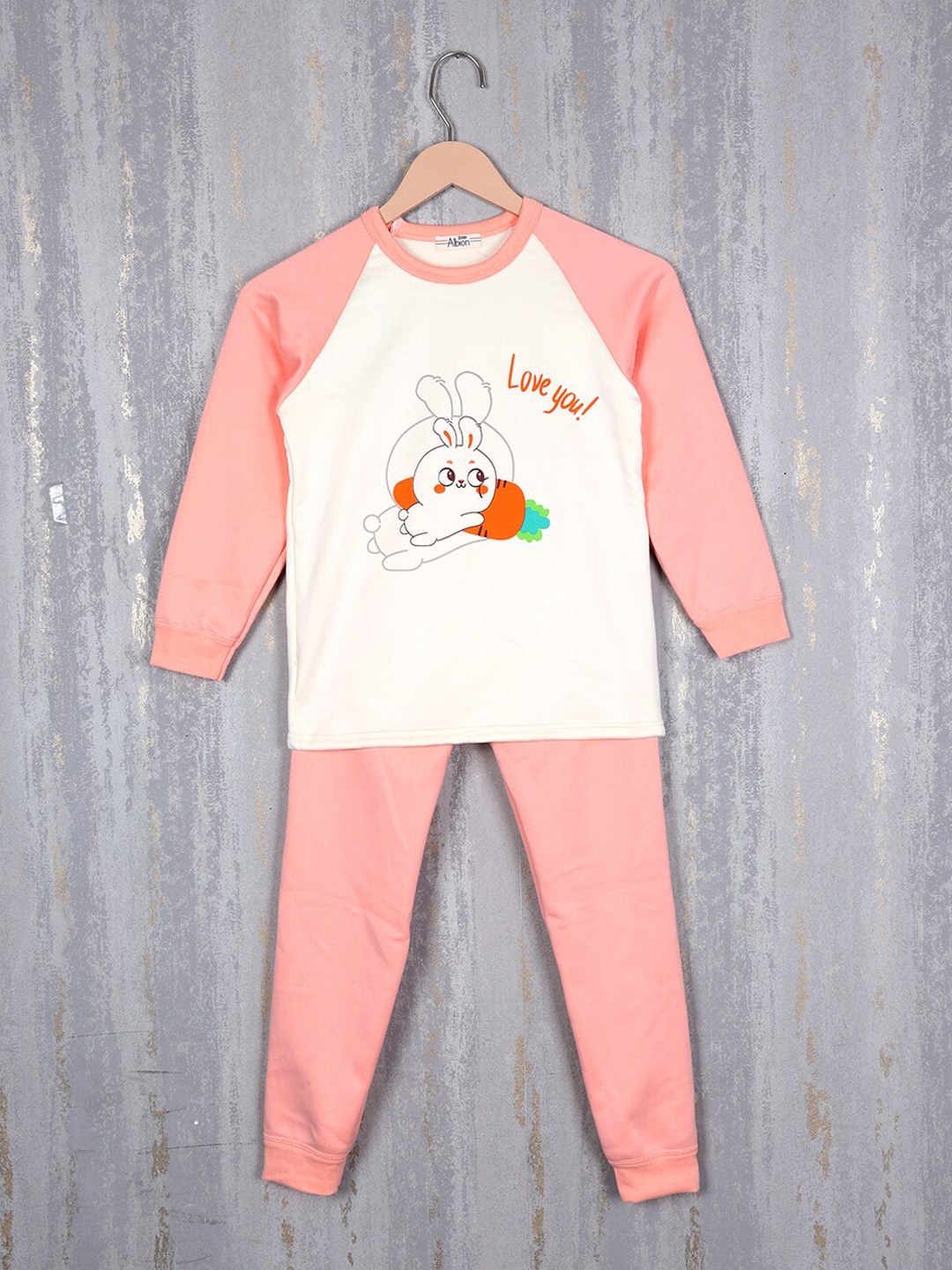 

Steele Girls Printed Pure Cotton Tracksuit, Peach