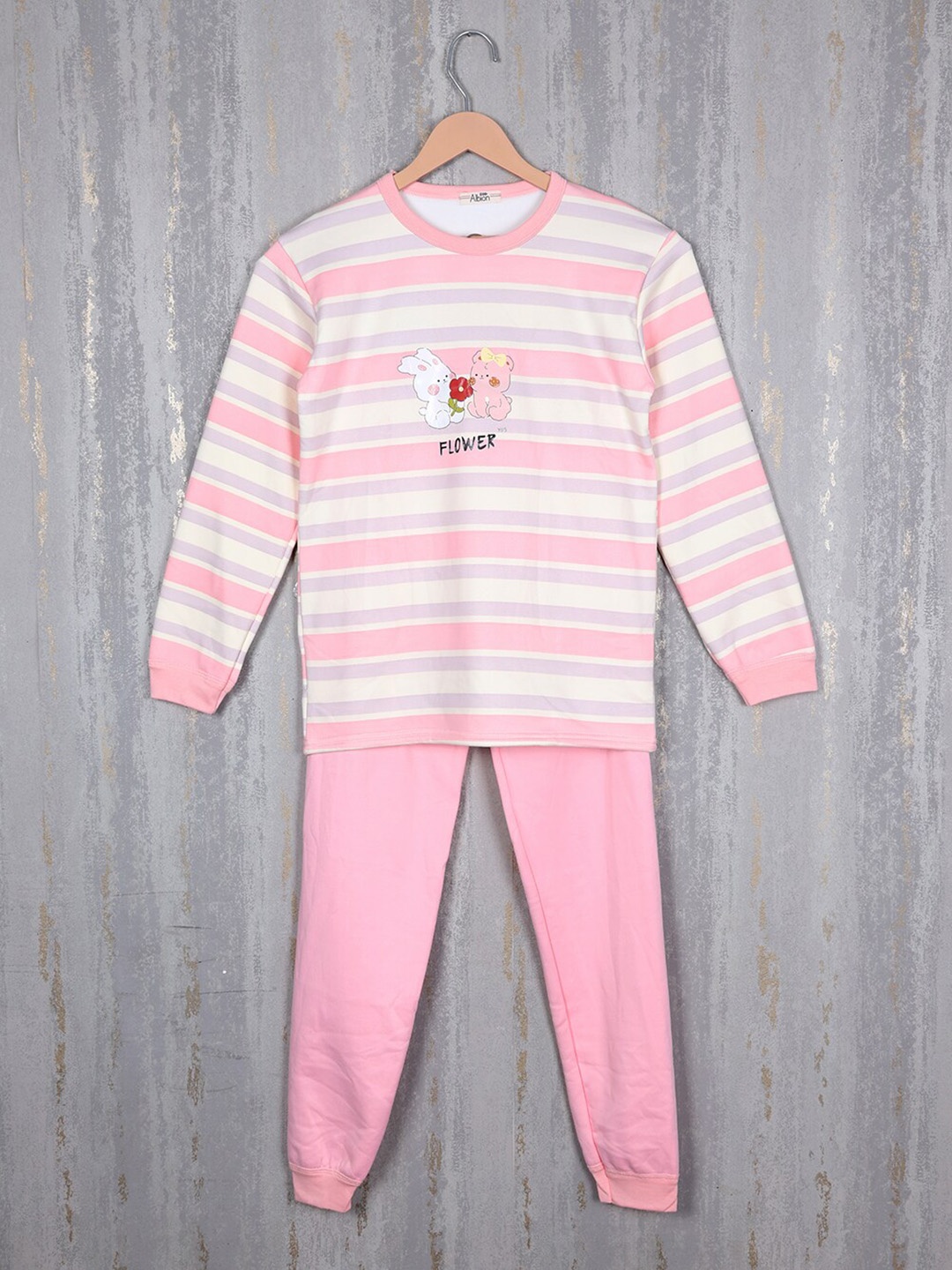 

Steele Girls Striped Pure Cotton Tracksuit, Pink