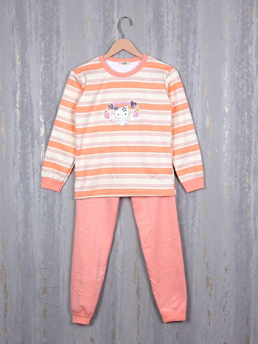 

Steele Girls Striped Pure-Cotton Tracksuit, Peach