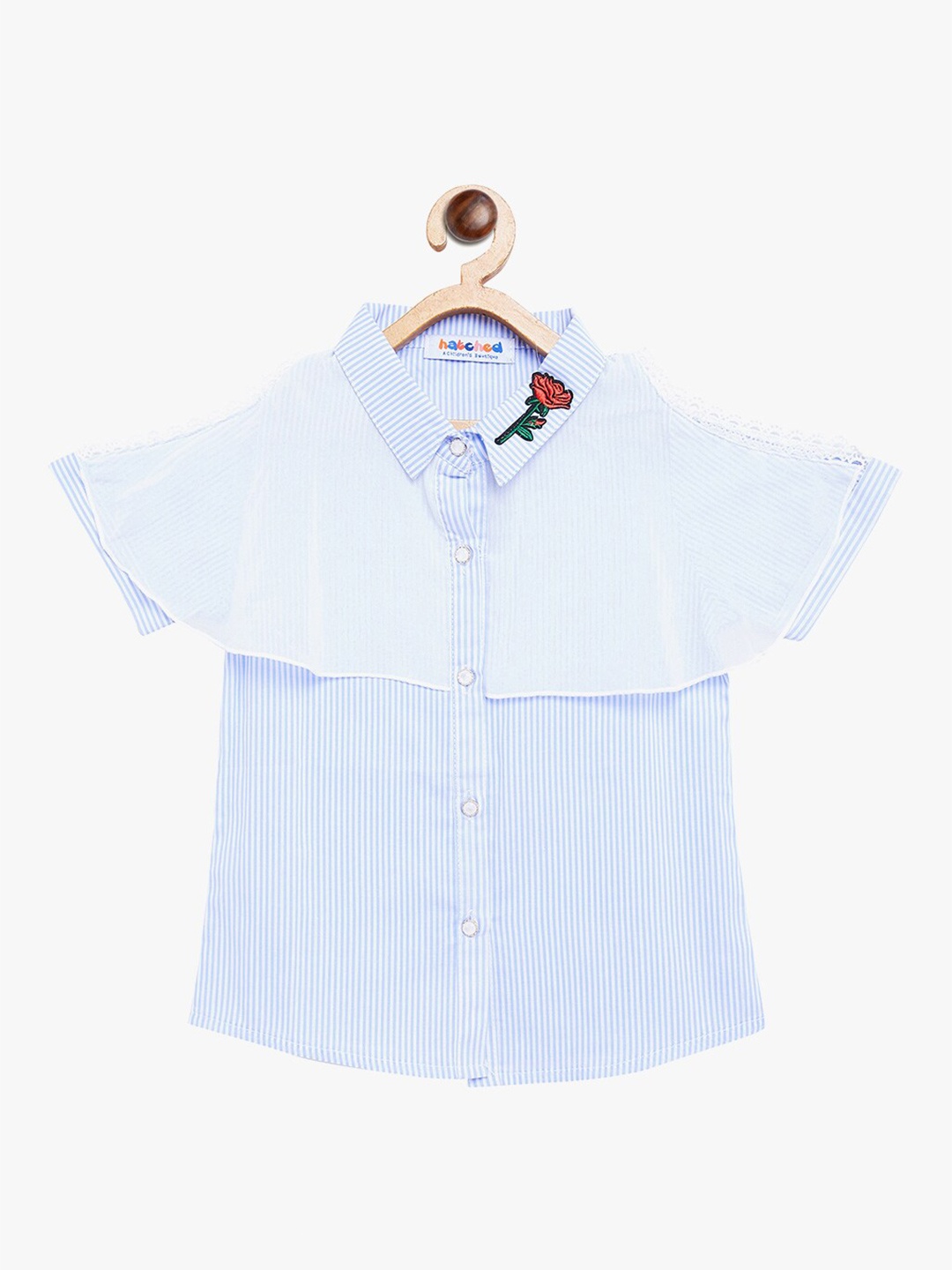 

BAESD Girls Spread Collar Striped Casual Cotton Shirt, Blue