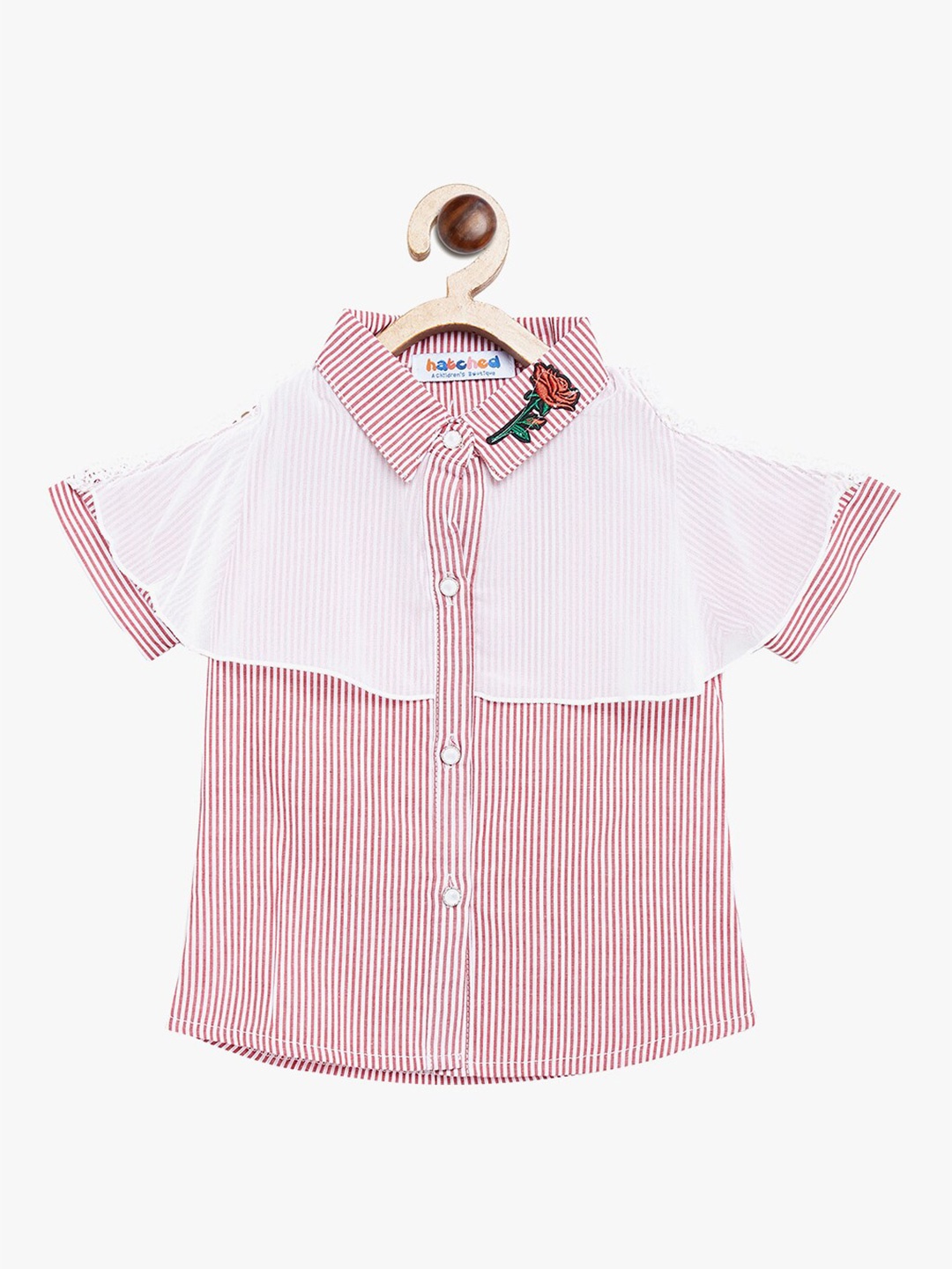 

BAESD Girls Spread Collar Striped Casual Cotton Shirt, Red