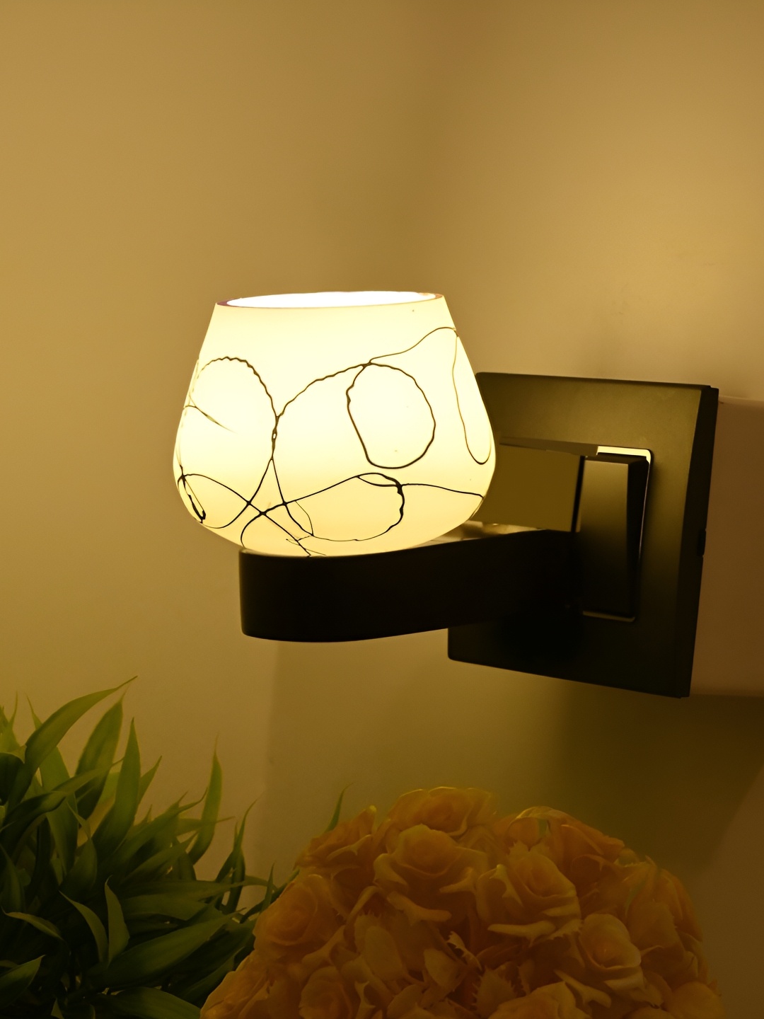 

Afast White & Black Textured Glass Contemporary Cylinder Shaped Wall Lamp