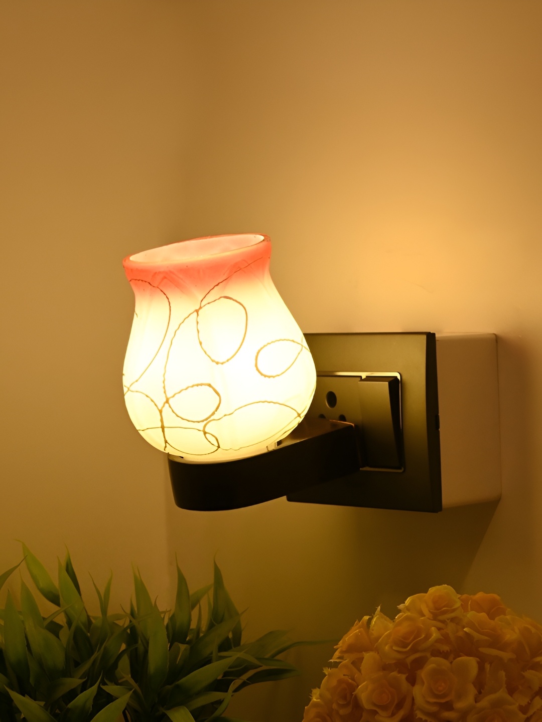 

Afast White & Pink Printed Glass Wall Lamp