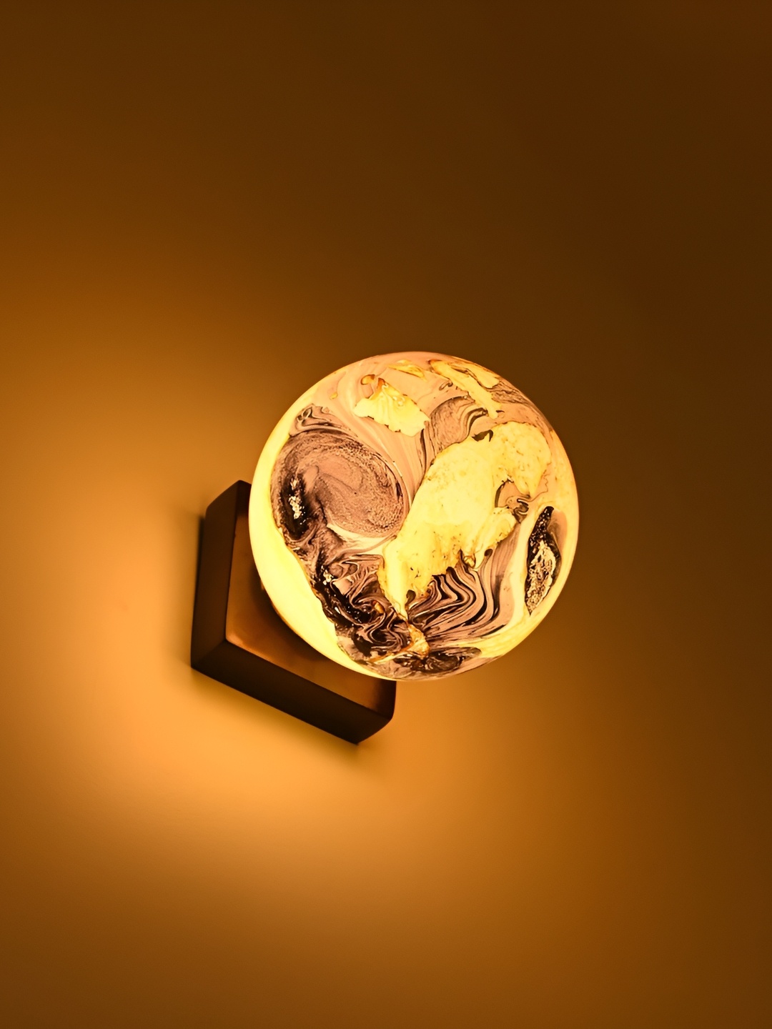 

Afast Yellow & Brown Spherical Glass Wall Lamp